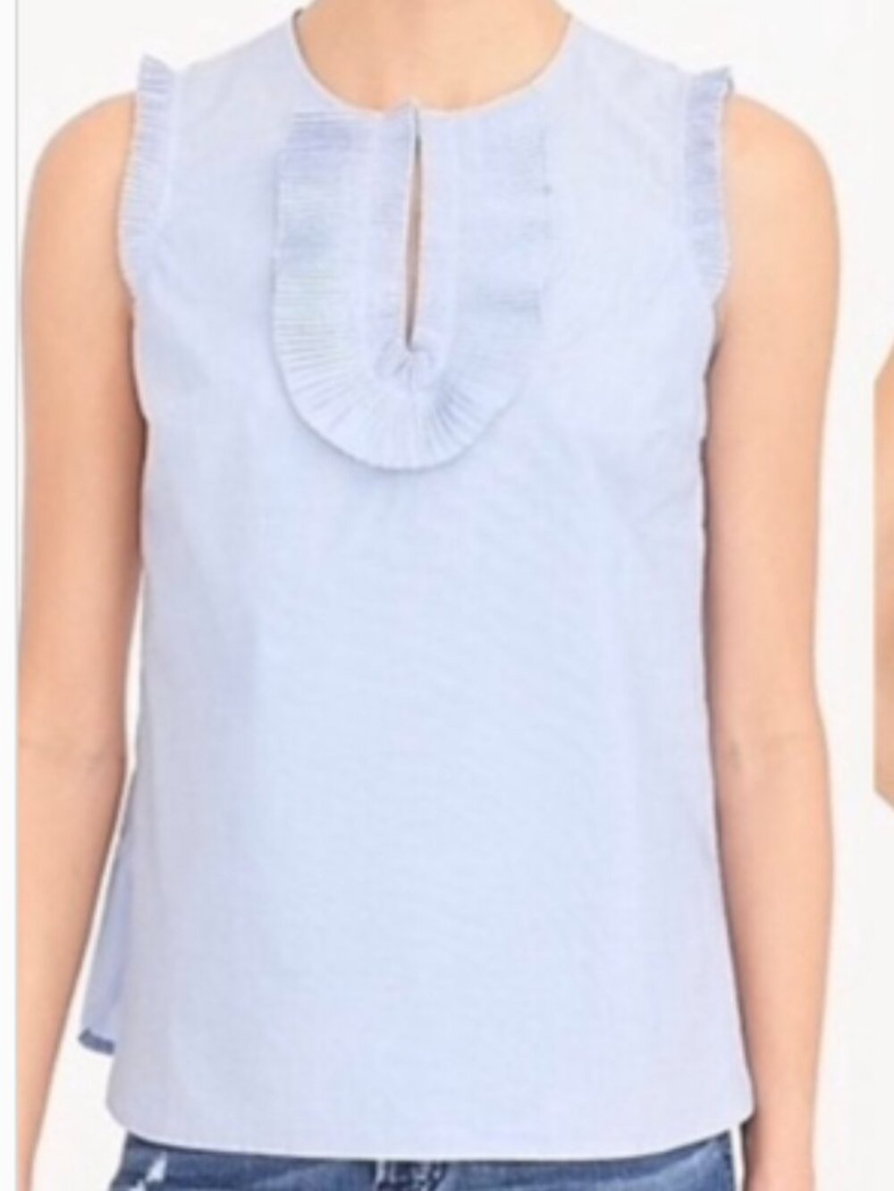 J.Crew Women's Margot Pleated Ruffle Sleeveless Light Blue Top - Size 10